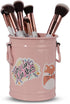 Pen Holder Cup for Desk, 2 Pack (Pink) with 60 Pcs Cute Animal & 50 Pcs Inspirational Stickers, Metal Marker Organizer