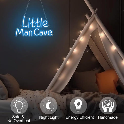 YuanDian Little Man Cave Neon Sign, Neon Lights for Bedroom Gamer Room Wall Decor, Gift Ideas for Teen Boys Nephew Son