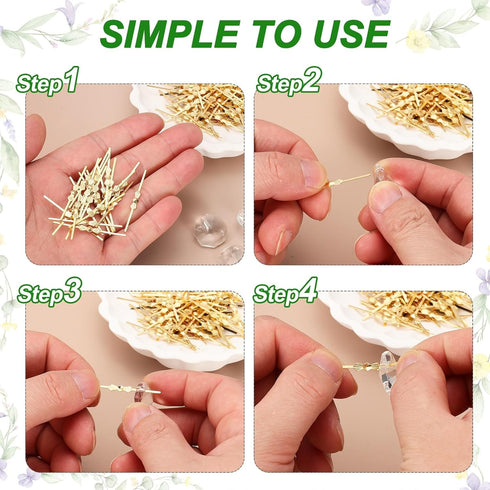 150Pcs 33mm/1.3" uxcell Chandelier Connector Clip, Copper Crystal Chandelier Pin, Lamp Connectors Clips Replacement