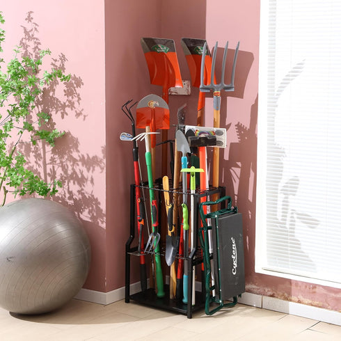 YueTong Garden Tool Organizer Heavy Duty, Yard Tool Tower Rack for Long Handle Tools, All Metal