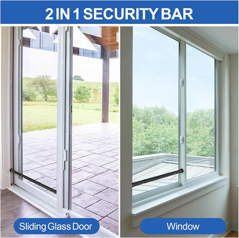 Povtulu 17-50 inches Sliding Door Security Bar, Window Security Bar with Rubber Tips, Sliding Door Lock Bars for Window