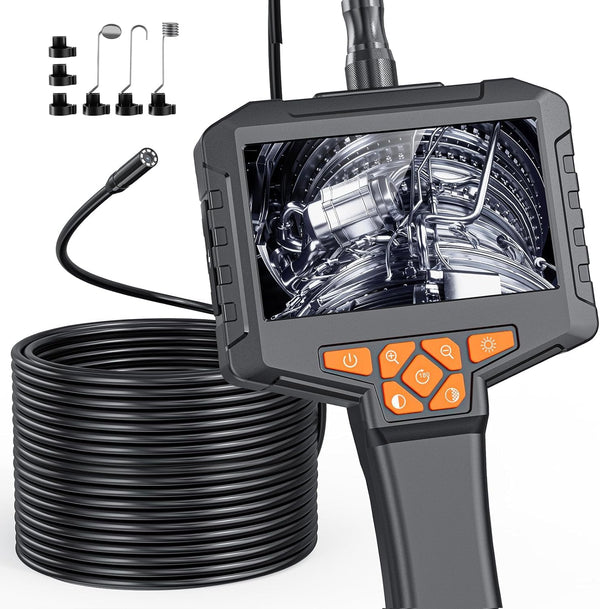 GinoCaco 50FT Borescope Camera with Light, 4.3 Endoscope with 8 Adjust Lights, 1080P