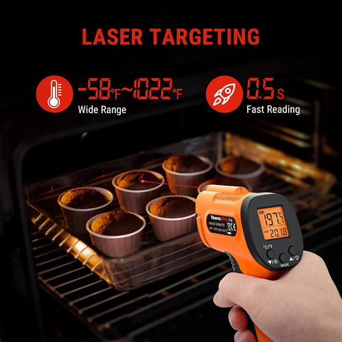 ThermoPro TP30 Infrared Thermometer Gun, Laser Temperature Gun for Cooking, HVAC, Adjustable Emissivity