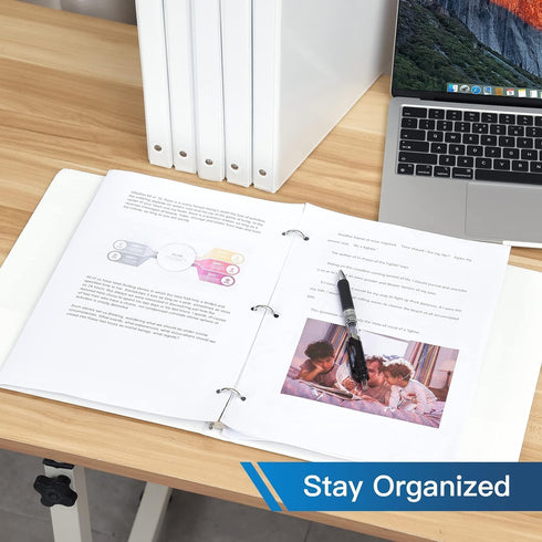 SUIN 1/2'' 3 Ring-Binders, 0.5 inch View-Binder, 100 Sheet Capacity, 12 Pack White for Office and School Use