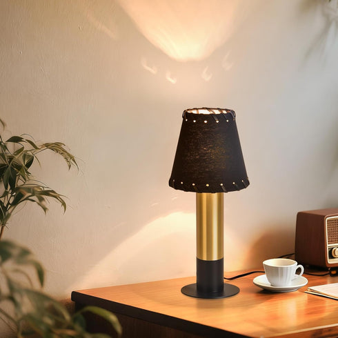 Sionfungluxx Counter, Black and Gold Table Lamp, small table lamp for bedroom, Modern Mini Nightstand Lamp with Fabric