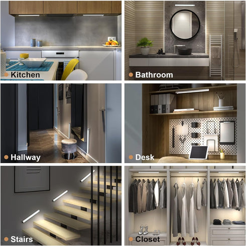 8inch 2 Pack sensored,3 Dimmable Closet Under Cabinet Lighting, Pantry Lights Motion Modes & Stick-On Wireless Lights