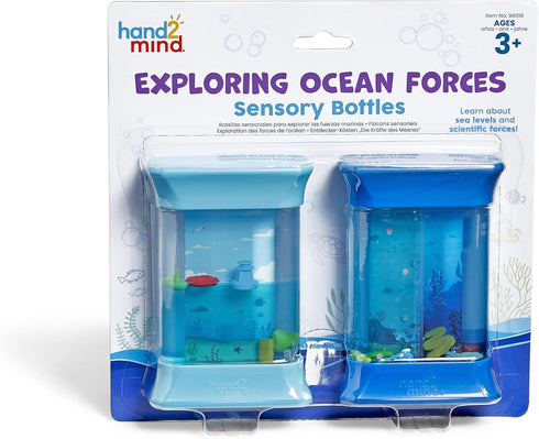 hand2mind Exploring Ocean Forces Sensory Bottles, Quiet Fidget Toys for Kids 3-5,