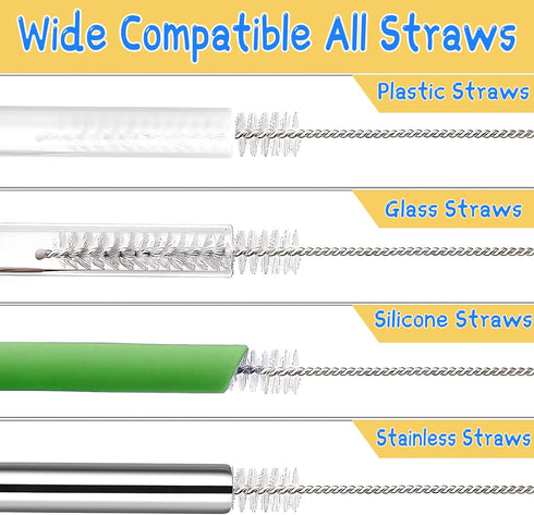 LEDUO 12 12 inch, 12mm 40 oz 30 oz 20 oz 64 oz Straw Cleaner Brush for Stanley - PCS | Reusable Drinking Straw Brushes