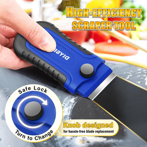 2 Pack 30 DIYSELF Razor Blade Scraper with Pcs Extra Blades, Scraper Tool for Cleaning, Glass, Stickers, Paint Scraper