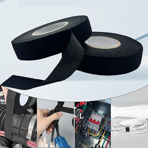 Generic 49.21ft Automotive Wire Harness Tape - Heat-Resistant Cloth Electrical Tape, Self-Adhesive Fabric Wrap