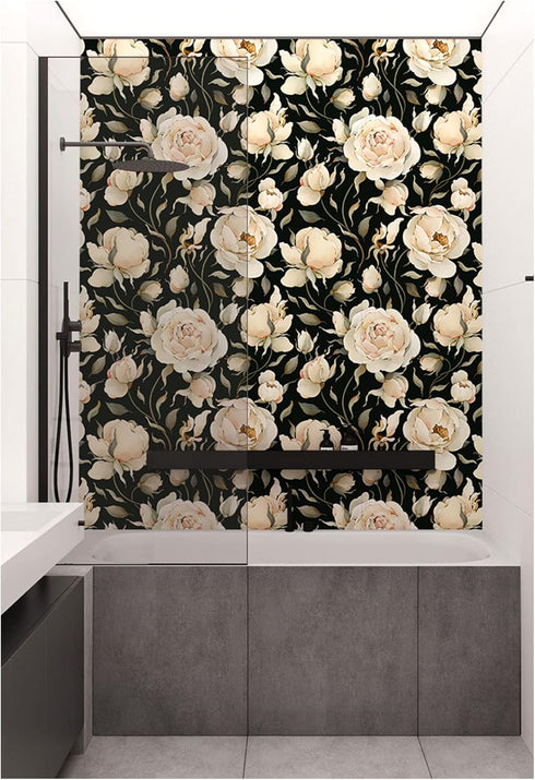 HAOKHOME 93242-1 Peel and Stick Wallpaper - Floral Vintage Roses Contact Paper Removable Black/Beige/Olive