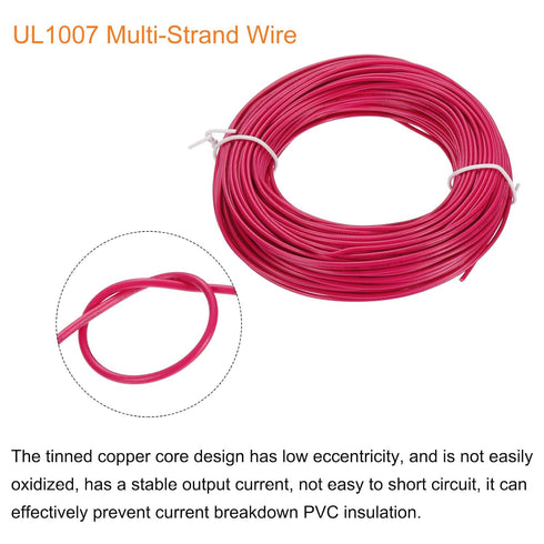 MECCANIXITY 24AWG Stranded Wire, PVC Hookup Wire, UL1007 Tinned Copper Wire, 30m/100ft Red