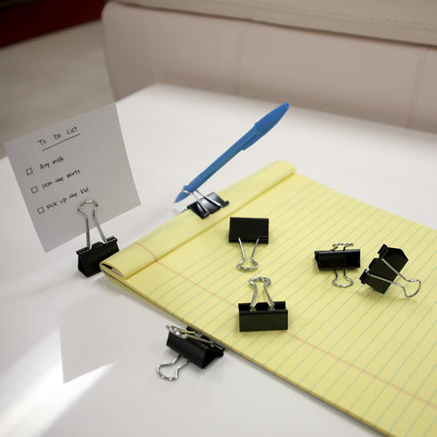 BAZIC 12 Pack Medium 1 1/4" (32mm) Black Binder Clips, Paper Clamps for Office and School Supplies