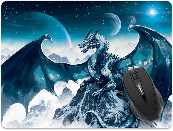 Extra Large (X-Large) Non-Slip Rectangle Mousepad, Blue Ice Dragon for Home, Office and Gaming Desk