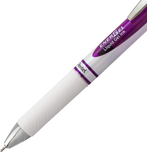 Pentel Gel Ink Pen, Pearl Retractable Gel Pen, 0.7mm Medium Point, Violet Ink, 12 Pack (BLN77PW-V)