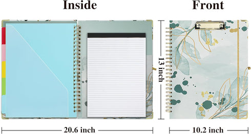 Clipboard with Storage and Refillable Notepad for Letter Size 8.5"x 11", Cute Clip Board with Extra Folders and Tabs