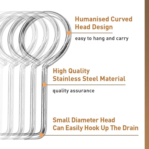 Drain Key Lifting Hooks, 5 Pack, 304 Stainless Steel Drain Grate Puller for Easy Shower Drain Cleaning