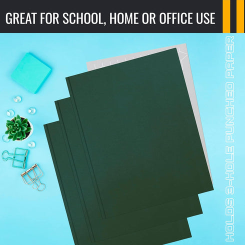 Better Office Products Dark Green 2 Pocket Folders with Prongs, 50 Pack, Letter Size, Matte Texture