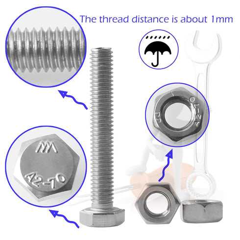 newlng M3 M4 M5 M6 Bolts and Nuts Assortment Kit, 320 PCS Metric 304 Stainless Steel Fasteners Set
