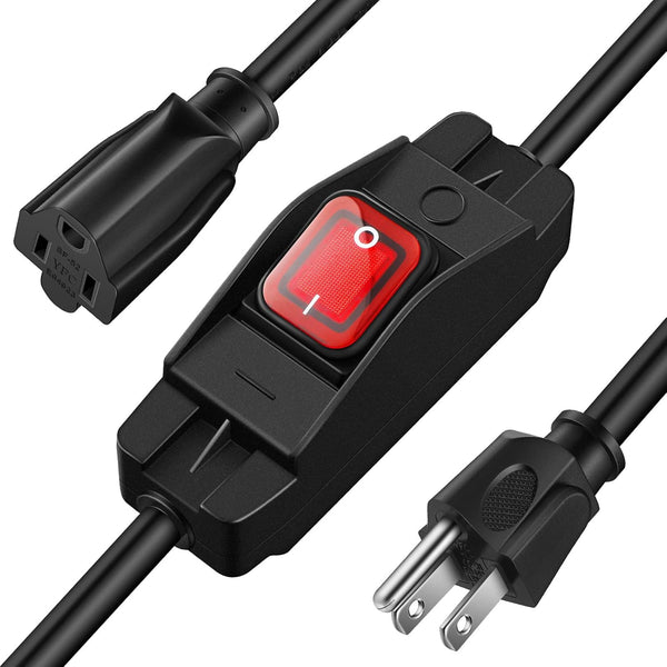 Weewooday 3 Prong Outdoor Extension Cord with Waterproof Switch, 1.5 ft, 1875W Heavy Duty 14/3 SJT Cable