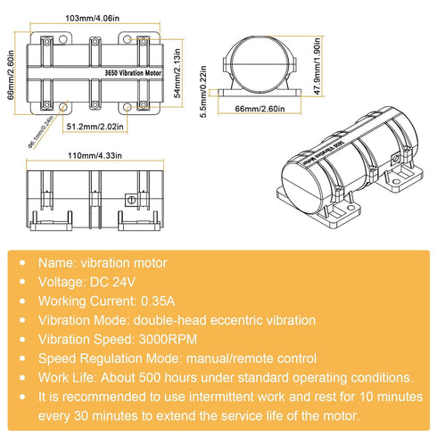 DC24V 3800RPM JIAWANSHUN Vibration Motor, Sieve Vibratior, Rotary Speed Vibrating Motor for Massage Bed Vibration Chair