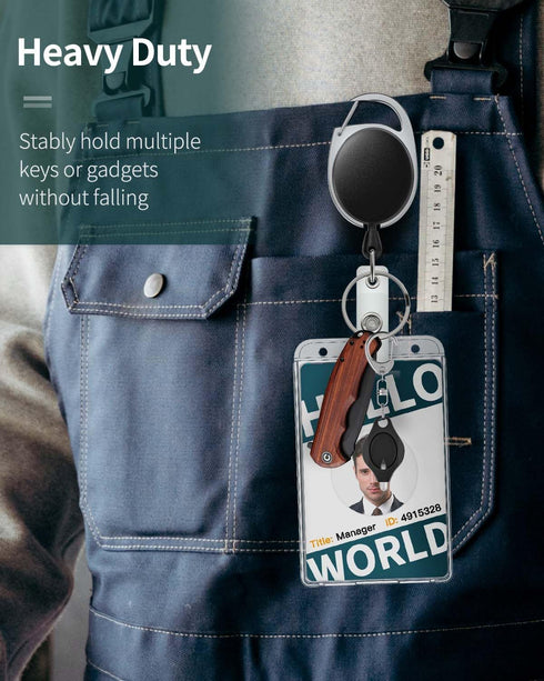 Pawfly 2 Pack Vertical 2-Card Badge Holder, Hard Transparent PC Case Protector with Retractable Badge Reel Clip