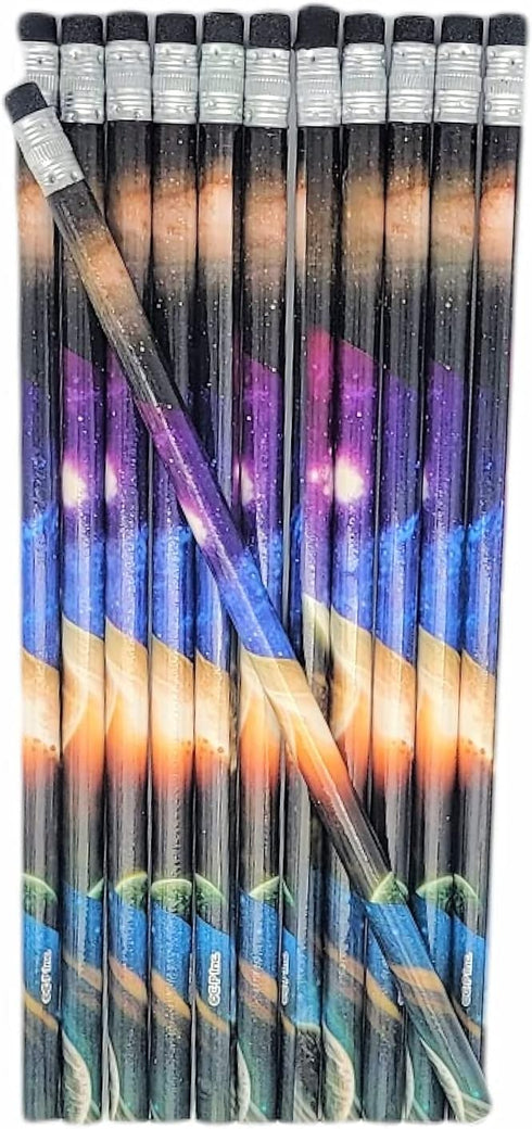 Outer Space Solar System Planets Print #2 Lead Pencils, 7.5" (48 Pieces) Cosmos Galaxy Night Sky