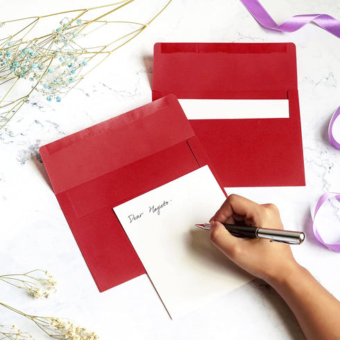 Invitation Envelopes - 100-Pack 5x7 A7 Envelopes for Invitations - Red, 5 1/4 x 7 1/4 Inches