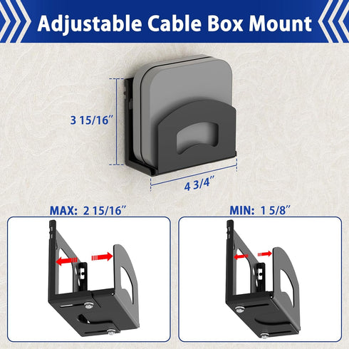 Yantuo Cable Box Mount, Adjustable Wall Mount Holder for Small Wide Devices, Like Streaming Media Devices, DVD Players