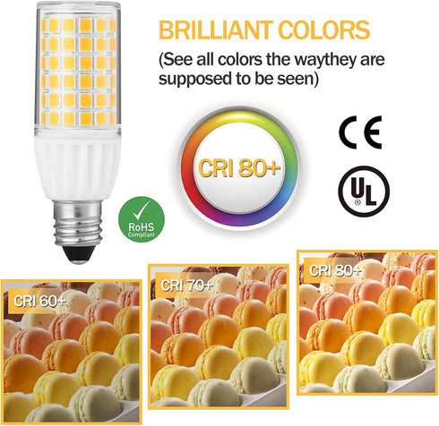 Dimmable T4 JDE11 Bulb 120V 5W 50W Bulbs T4 Fan,2-Pack LED Halogen Equivalent, Warm White Mini Candelabra Base, No