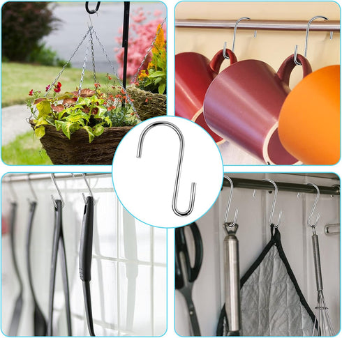 30PCS S Hooks, Premium Stainless Steel S Hooks for Hanging Kitchenware, Professional S Shaped Hooks for Pots and Pans