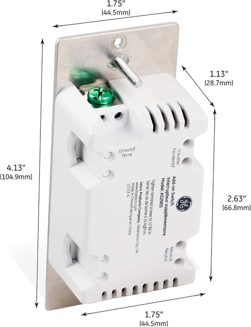 47186, GE Enbrighten Add On Switch with QuickFit and SimpleWire, GE Z-Wave and GE Zigbee Smart Lighting Controls, Works