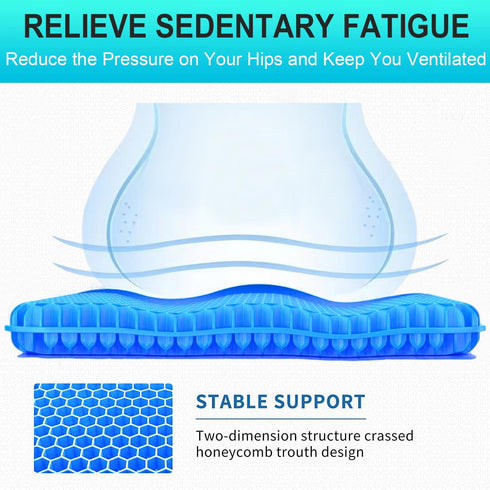 Helishy 1.65inch Tailbone Gel Seat Cushion for Long Sitting - Double Thick Cooling Egg Cushion for Back, Hip, Sciatica
