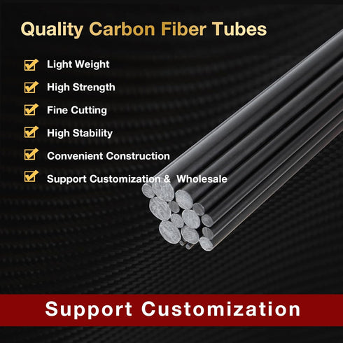 ARRIS 3.0MM Diameter Carbon Fiber Rod, 300mm for RC Airplane DIY Craft, 10PCS, Matte Pole, Various Lengths