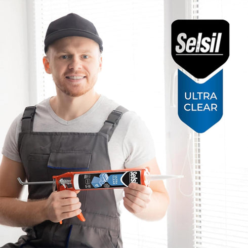 SELSIL Ultra Crystal Clear Mounting Adhesive & Sealant, 100% Transparent Waterproof Adhesive (9.8 fl oz/290 mL)