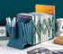 Kingsmile Metal Bookends, Heavy Book Stopper for Shelves, Removable Pen Holder for Kids Room and Office