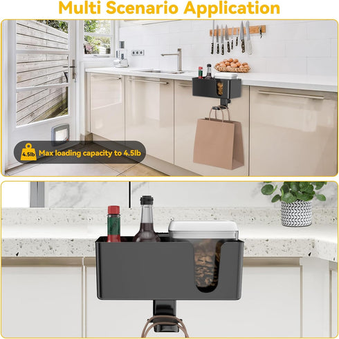 KDD 4 in 1 Desk Cup Holder - Clamp on Under Desk Headphone Hanger, Rotating Holder for Cup, Phone, and Pen (Black)