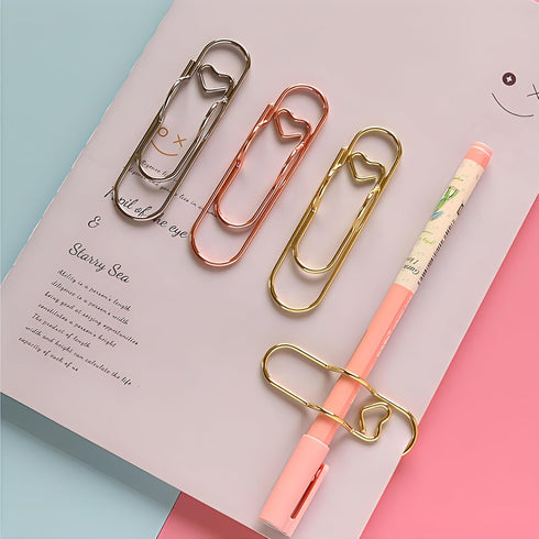 Zrwcvxy 15 pcs Multifunctional Pen Clips, Large Size Paperclip Holders for Notebooks and Papers, Gold/Silver/Rose Gold