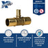1 inch X 1 inch X 1/2 inch Pex Tee, Pex B Pipe Crimp Fittings, Brass, 10 Pieces