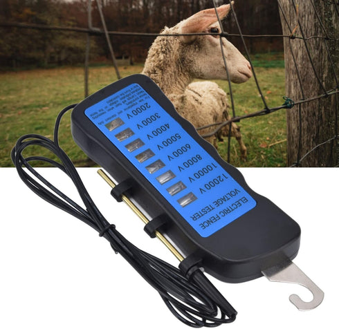 12KV Neon Fence Voltage Tester, Waterproof Electric Fence Fault Finder with 8 Neon Indicator Lights, Portable Tool