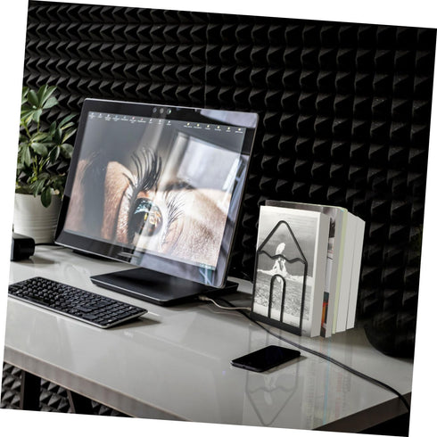 Amosfun Decorative Iron Book Stand Premium Metal Bookend for Desk Organization Smooth Edges Design for Home Office