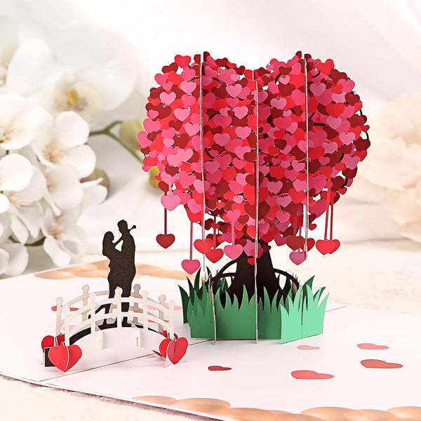 Sublaga Valentine's Day Greeting Cards, Love Tree Paper Pop Up Greeting Card, 3D