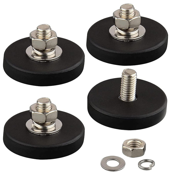 ULIBERMAGNET 4Pack Anti-Scratch Neodymium Magnet with Rubber Coated and M6 Male Thread,Super