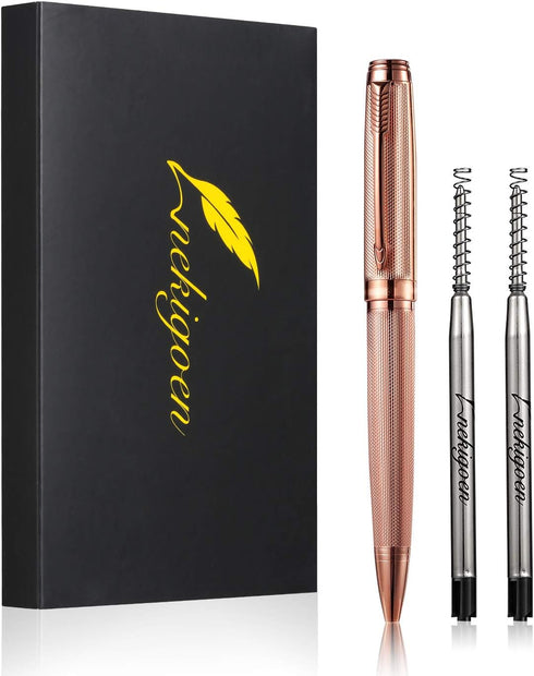 Ballpoint Pen with Gift Box for Men Women, Luxury Stainless Steel Retractable Pen for Home Office Use, 2 Extra Refills