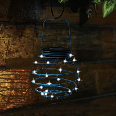 Solar Spiral LED Lanterns, Solar Garden Lights Outdoor Decorative Hanging Lights, Waterproof Pendant Light for Garden