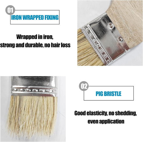 Wooden Handled Hog Bristle Paint Brush, 15" Long, 2" Width - Right Angle Bend (2 Pieces)