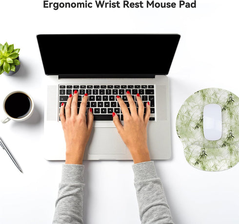 Laptop Computer Gaming Mouse Pad with Wrist Rest Support, Ergonomic Memory Foam Mat, Non-Slip Rubber Base, Comfortable