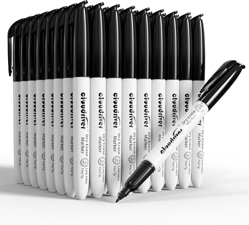 cloudriver Dry Erase Markers Ulta Fine Tip, 72 Pack Black Whiteboard Marker,