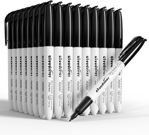 cloudriver Dry Erase Markers Ulta Fine Tip, 72 Pack Black Whiteboard Marker,