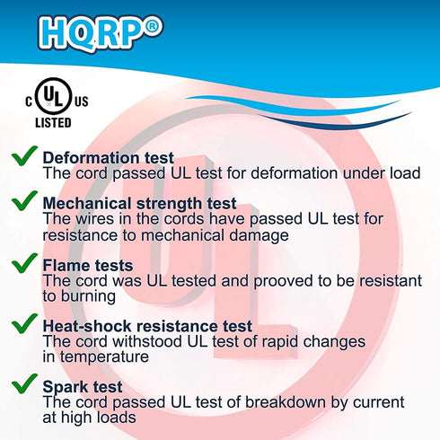 HQRP AC Power Cord Compatible with Shark Navigator Lift-Away Pro NV355 NV356 NV356K NV357 NV355CS NV356KCS NV356E